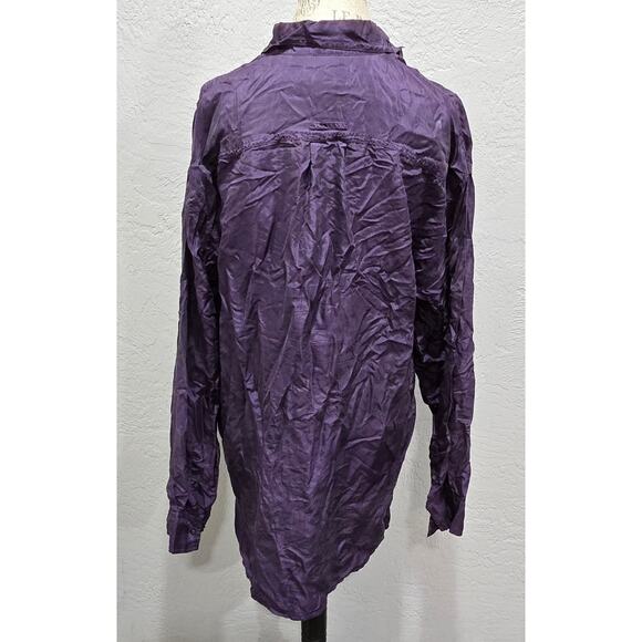 Vintage Robert Stock Purple Silk Button Up Long Sleeve Dress Shirt Men's XL - Picture 2 of 7
